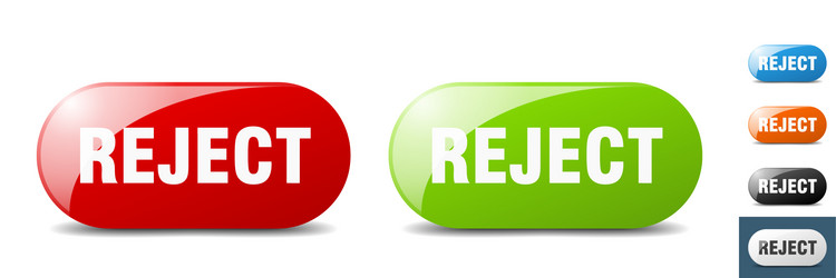 Reject button key sign push set vector