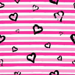 seamless pattern with hand drawn heart on striped Vector Image