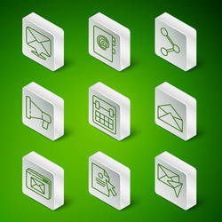 set line envelope document and cursor calendar vector image