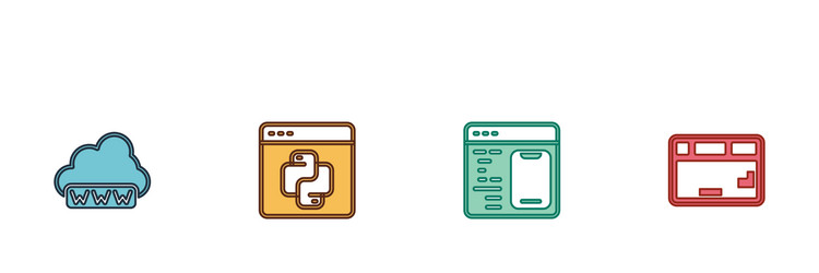 set web development python programming language vector image