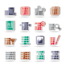 Database and table formatting icons Royalty Free Vector