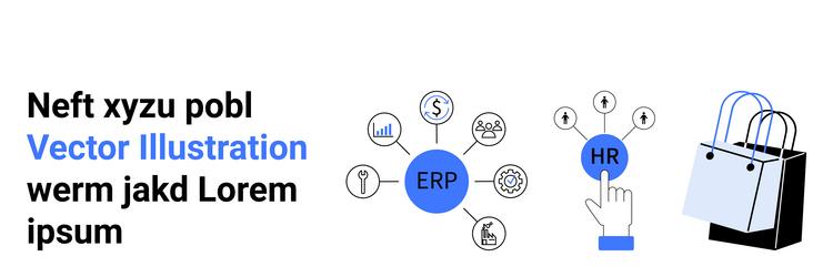 erp and hr process integration with icons vector image
