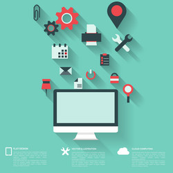 flat abstract background with web icons interface vector image