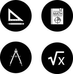 mathematics glyph icons set vector