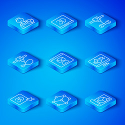 set line 3d printer isometric cube software vector image