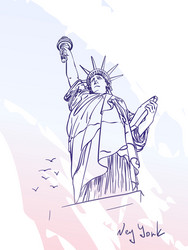 Sketch statue liberty new york city usa vector