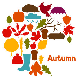 Background design with autumn icons and objects vector