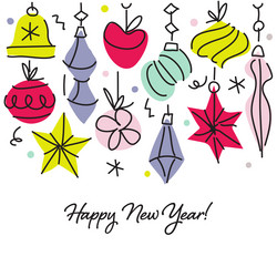 Happy new year greeting card with holiday garland vector