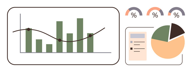 data analytics dashboard with bar graph pie chart vector image