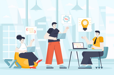 developers team concept in flat design teamwork vector image