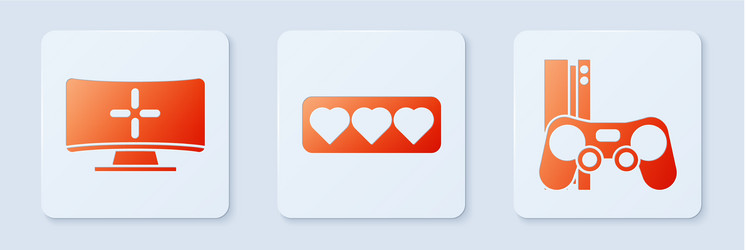 Set like and heart computer monitor game vector