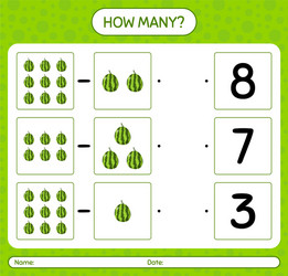 How many counting game with watermelon worksheet vector