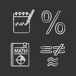 Mathematics chalk icons set vector