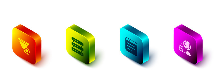 set isometric filter setting server data web vector image
