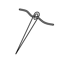 Sharp needle and thread black silhouette sewing Vector Image