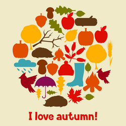 background design with autumn icons and objects vector image