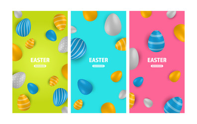 Colored easter eggs banner 3d egg spring Vector Image
