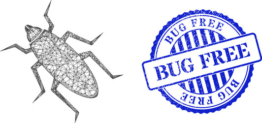 distress bug free badge and network web mesh vector image