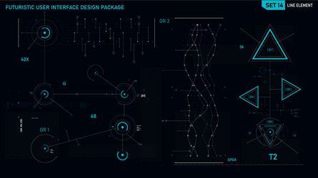 futuristic user interface design element set 14 vector image