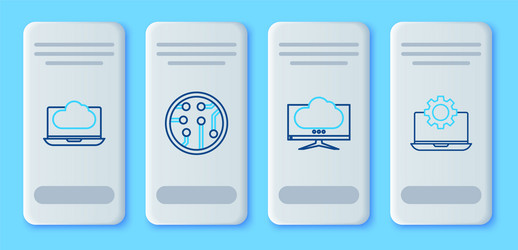 set line processor computer monitor screen cloud vector image