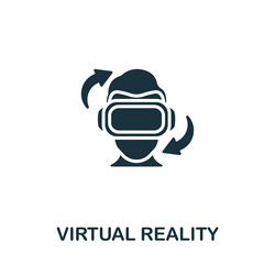 Virtual reality icon monochrome simple line vector