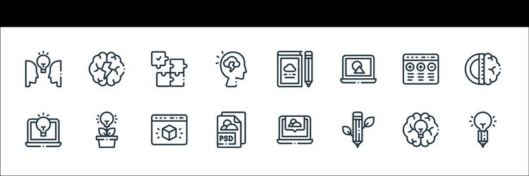 Design thinking line icons linear set quality vector