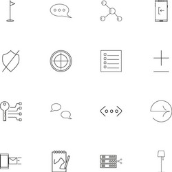 Internet technologies linear thin icons set vector