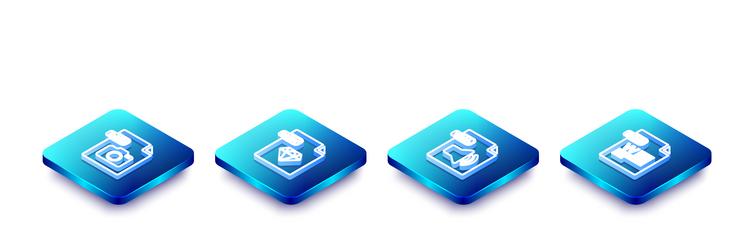 set isometric line raw file document ruby wma vector image