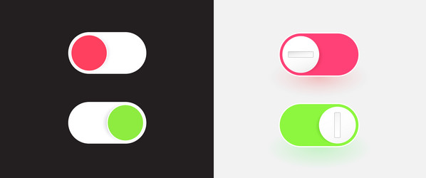 set of on and off toggle switch buttons modern vector