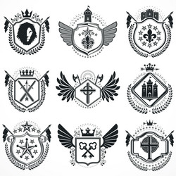 heraldic designs vintage emblems coat arms Vector Image