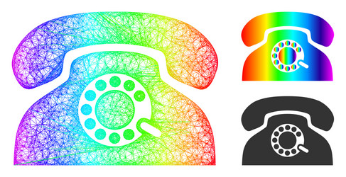 Rainbow net mesh gradient pulse phone icon vector
