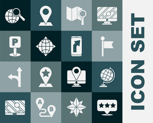 set map pointer with star earth globe location vector image