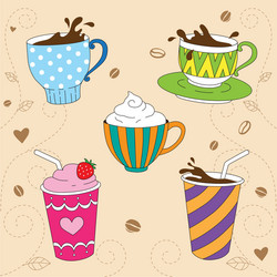 Two funny coffee bean characters showing love Vector Image