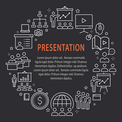 Presentation outline icons set for website banner vector