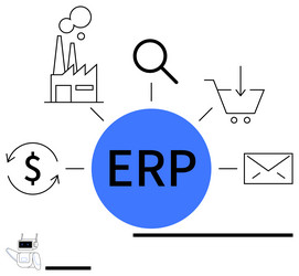 centralized erp system concept with key components vector image