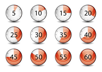 set of 3d timer icon vector