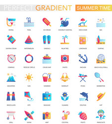 set of trendy flat gradient summer time vector