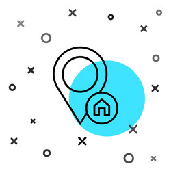 black line map pointer with house icon isolated vector image