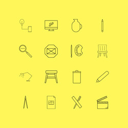 design elements linear icon set simple outline vector image