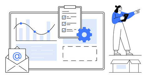 digital project management with data analysis vector image
