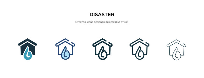 disaster icon in different style two colored vector image