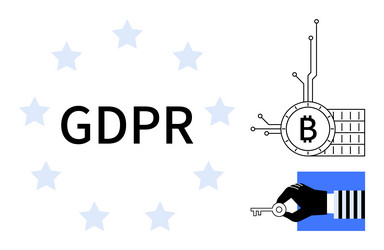 gdpr and blockchain with privacy key vector image
