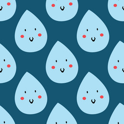 Seamless pattern with smiling rain repetitive vector