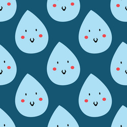 Seamless pattern with smiling rain repetitive vector