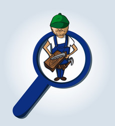 Service search wood worker boy cartoon vector