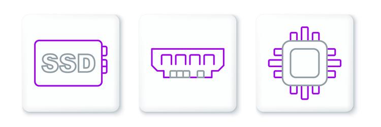 Set line processor with cpu ssd card and ram vector