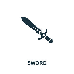 Sword icon monochrome simple line game element vector