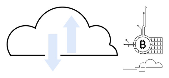 cloud computing with bitcoin technology and data vector image