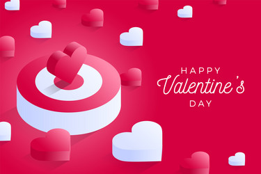 Happy valentine day isometric heart standing vector