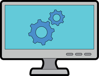 monitor computer with gears vector image